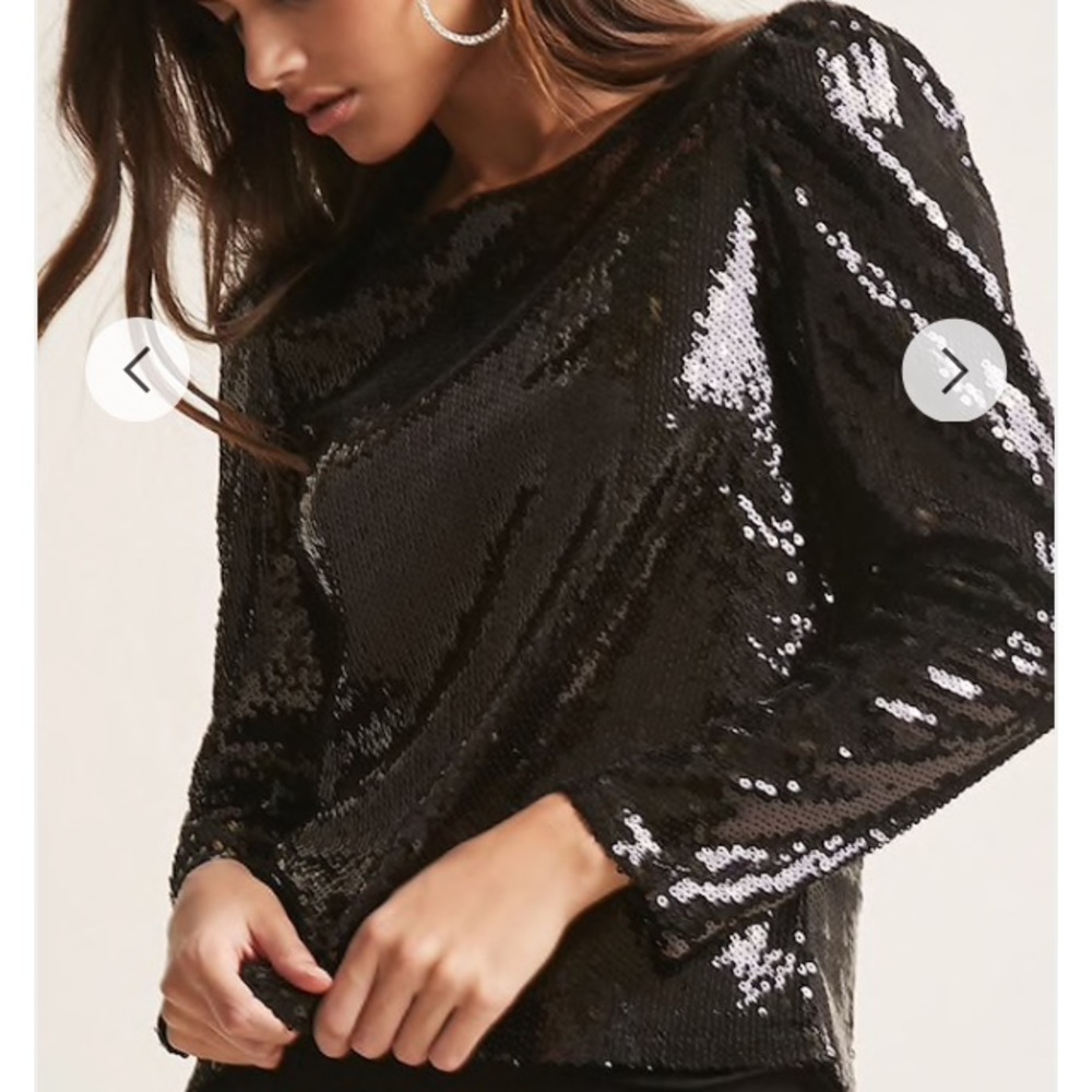 Sequin Puff Sleeve Top